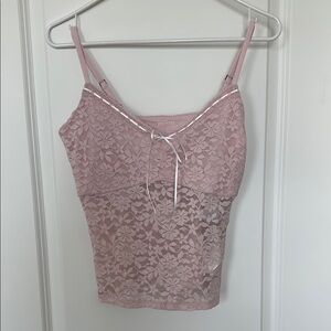 Hollister Pink Fitted Camisole with Tie Front